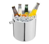 Seau à glace en acier inoxydable 1,3 l avec couvercle, pince à glace et passoire, double paroi isolée pour 6 h de refroidissement, bac à glace avec poignée, seau à glace portable pour fête, bar