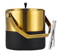 Seau à glace en acier inoxydable avec couvercle et clip - Parfait pour les fêtes, les cocktails, le vin et le champagne - Bac à boissons pour célébrations (argenté)