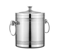 Seau à glace en acier inoxydable de 2 L - Seau à glace isotherme à double paroi avec couvercle, refroidisseur portable multifonctionnel pour fêtes, boîte à glace facile d'entretien, support de cube à