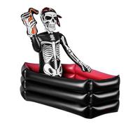 Seau à glace gonflable en forme de tête de mort, squelette de pirate pour fête d'Halloween, grand bac à boisson en PVC épais de 90 cm, refroidisseur gonflable portable pour piscine barbecue [objet