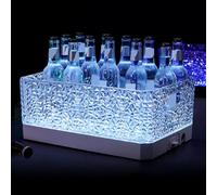 Seau à Glace Lumineux en Polycarbonate pour Bars sans Bouteilles de Vin Présentoir de Bouteilles de Liqueur Éclairé LED pour Soirées Privées, Soirées Dansantes, Bars(White)