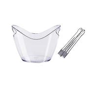 Seau à glace pour fêtes, boissons, cocktails, seau à glace en acrylique transparent avec pince à glace, seau de rangement ovale de 8 litres, seau à glace pour boissons et fêtes, seau à vin en plastique, seau à bière, C