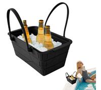 Seau à glace | Refroidisseur de boisson pliable en silicone avec couvercle | Grande capacité, moule à blocs de glace, fournitures de fête pour la piscine, la pêche, les pique-niques, la plage, les
