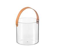Seau à glace transparent avec poignée en cuir, récipient à boisson en PET transparent pour le refroidissement du vin et le service de fête