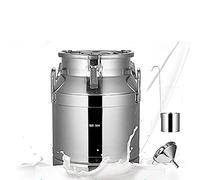 Seau à lait en acier inoxydable 304 de qualité alimentaire de 20 L, seau à vin avec couvercle hermétique, pichet durable avec entonnoir et cuillère pour le stockage et le transport des liqui