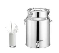 Seau à lait en acier inoxydable avec robinet - Couvercle hermétique - Récipient de transport pour lait, vin et huile - 9 l