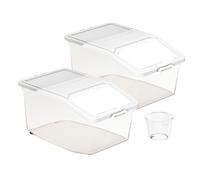 Seau À Riz - 2 X Grands Récipients De Stockage Des Aliments, Boîte De Rangement Domestique Équipée D'une Poulie, Récipient En Plastique Robuste Avec Couvercles Scellés | Solution De Rangement Pratique