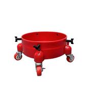 Seau à roulettes amovible pivotant à 360° avec roulettes et plateau de rangement verrouillable (rouge)