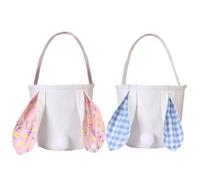 Seau à sac fourre-tout pour lapin, panier à lièvre en tissu, panier à queue en toile de coton, seau recyclable pour oreilles floues | Chasse aux œufs