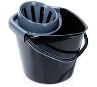 Seau à serpillière avec essoreuse, plastique, noir, 10 l