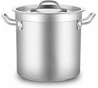 Seau à soupe en acier inoxydable à trois couches et fond composé, cuisson en saumure commerciale complète avec couvercle (25 cm)