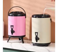 Seau à thé isotherme pour l'extérieur avec robinet en résine, idéal pour servir des boissons (8 l, argent)