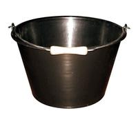 Seau à Vendange 15,5 L - en Plastique avec Anse Métal + Poignée Aspect Bois - Ø 35 x H 22,5 cm - Noir