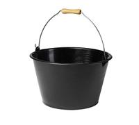 Seau à Vendange 15,5 L - en Plastique avec Anse Métal + Poignée Aspect Bois - Ø 35 x H 22,5 cm - Noir