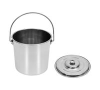 Seau alimentaire en acier inoxydable de 12 l avec couvercle et poignée, seau en métal, récipient à céréales, seau à lait avec rainures antidérapantes pour cuisiner et ranger (12 l)