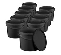 Seau avec Couvercle Plastique Alimentaire - BenBow - 10x 5L - Noir - Hermétique - Inodore - Vide - Récipient de Stockage