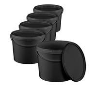 Seau avec Couvercle Plastique Alimentaire - BenBow - 5x 5L - Noir - Hermétique - Inodore - Vide - Récipient de Stockage