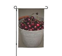 Seau avec imprimé plein de cerises, 30,5 x 45,7 cm, drapeau de jardin floral toutes saisons, décoration de cour épaisse pour pelouse