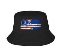 Seau Chapeau USA American Flag and Cabo Verde Flag Chapeau Bob Protection Solaire Bucket Hat Respirants Bobscasquettes pour Pêche Randonnée Vacances