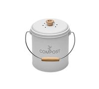 Guillouard Seau à compost rond 4,5 L avec seau plastique 3 L et filtre à charbon, Blanc