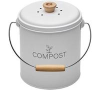 Seau à compost - GUILLOUARD - Rond - Capacité 4,5L - Avec seau plastique de 3L - Filtre à charbon - 18x22x22cm - Blanc