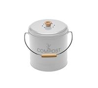 Guillouard Seau à compost Rond 8 L 040616 - Métal blanc, filtre anti-odeur, trous d'aération