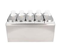 Seau Condiment Pompe En Acier Inoxydable Sauce Distributeur Pompe Salade Confiture Assaisonnement Condiment Squeeze Pompe Conteneur pour Cuisine Restaurant(5 Pumps)