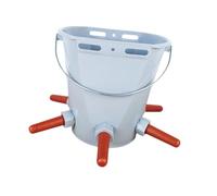 Seau d'alimentation pour Veaux avec Tétine, Abreuvoir Gradué, Poignée Pratique, à Assembler, en Polypropylène (PP) pour L'agr, Gris avec 5 Tétons