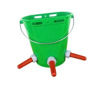 Seau d'alimentation pour Veaux avec Tétine, Abreuvoir Gradué, Poignée Pratique, à Assembler, en Polypropylène (PP) pour L'agr, Vert avec 3 Tétons