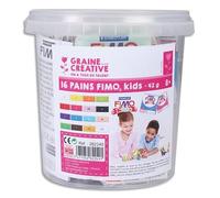Seau de 16 pains de Kids, durcit au four. Norme CE. Couleurs assorties.
