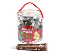 Seau de 18 emporte-pièces en inox Noël + 1 Stylo chocolat