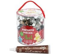 Seau de 18 emporte-pièces en inox Noël + 1 Stylo chocolat