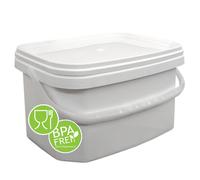 seau de 5 litres avec couvercle blanc 5,6 litres plein à ras bord Seau en plastique rectangulaire adapté aux aliments, étanche à l'air, empilable sans BPA