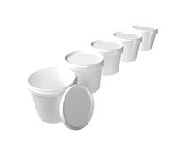Seau de 5 litres - En plastique - Rond - Avec couvercle - Blanc - Convient à un usage alimentaire - Hermétique - Stable - Seau vide avec poignée et couvercle - Pour aliments, produits chimiques