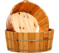 Seau de bain de pieds en bois, baril de massage pédicure spa, bassin de trempage en bois massif pour la relaxation et les soins des pieds, taille : 39 x 16 cm