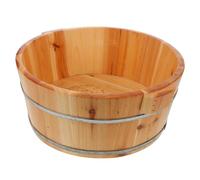 Seau de Bain de Pieds en Bois Massif Profond pour Usage Maison | Immersion Mollets, Masseur Intégré, Poignées Robustes, Finition Lisse Polie, Teinte Marron