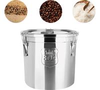 Seau de cuisine en acier inoxydable 6L Récipient pour céréales Récipient pour farine Seau avec couvercle Boîte de stockage Bidon de café Métaldos