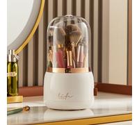 Seau de luxe léger pour le rangement des pinceaux de maquillage grande capacité anti-poussière rouge à lèvres crayon à sourcils boîte de rangement pour les cosmétiques baril de pinceaux rotatif transf
