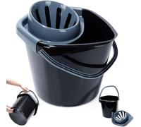 Seau de nettoyage en plastique avec essoreur - Noir - 10 l
