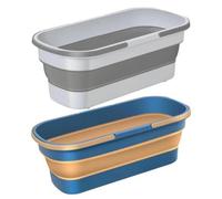 Seau de nettoyage rétractable - Récipient peu encombrant, Blanc gris., Voir | Bac d'entretien mobile, récipient polyvalent durable avec fonction de transport pratique - Support hygiénique léger pour