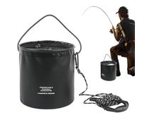 Seau de pêche - 18 x 18 x 22 cm, seau à eau pliable en silicone 4 L avec cordon de serrage | Support de matériel de pêche | Pour barbecue, bateau, kayak, plage, camping, extérieur, bar, crabe