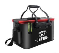 Seau de pêche pliable multifonction en EVA pour la protection des poissons en plein air, noir (40 cm)