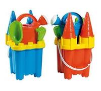 Seau de plage château + accessoires - livré à l'unité (bleu ou orange) multicolore G