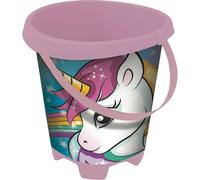 Seau de plage Mondo Unicorn 17 cm plastique imprimé poignée rose multicolore