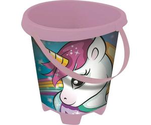 Seau de plage Mondo Unicorn 17 cm plastique imprimé poignée rose multicolore