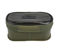 Seau de rangement épais en EVA vert foncé pour matériel de pêche avec couvercle transparent, petit organiseur étanche pour accessoires de pêche à la carpe, étui portable robuste 16 x 9,5 x 6 cm