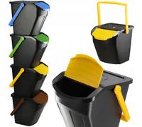 Seau de recyclage KADAX, poubelle 25L avec couvercle, 4 pièces 25L
