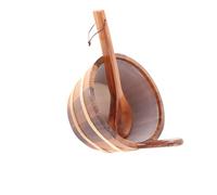Seau de Sauna avec Louche 4 L en Bois de Cèdre de qualité Supérieure, Accessoire de Hammam Anti-Fuite pour Spa, Piscine et Douche, Tonneau en Bois Haute Température avec Poignée