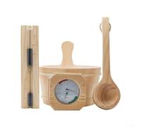 Seau de sauna en pin avec louche Noir 4 l | Seau en bois de pin d'une capacité de 4 L, comprend une louche en bois, finition naturelle, construction, design traditionnel