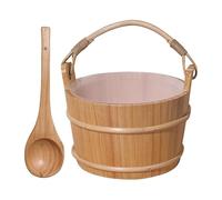 Seau de sauna et louche, ensemble d'accessoires de spa en bois, fait à la main, baril portable, cuillère résistante à la chaleur, idéal pour la douche, la détente, le corps, 30 x 22 x 16 cm